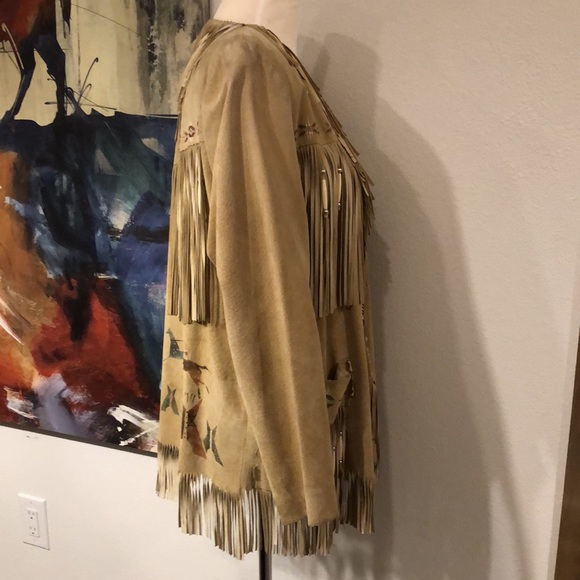 Western Suede Hand Painted Jacket by Patty Lewis Native American - Picture 6 of 16